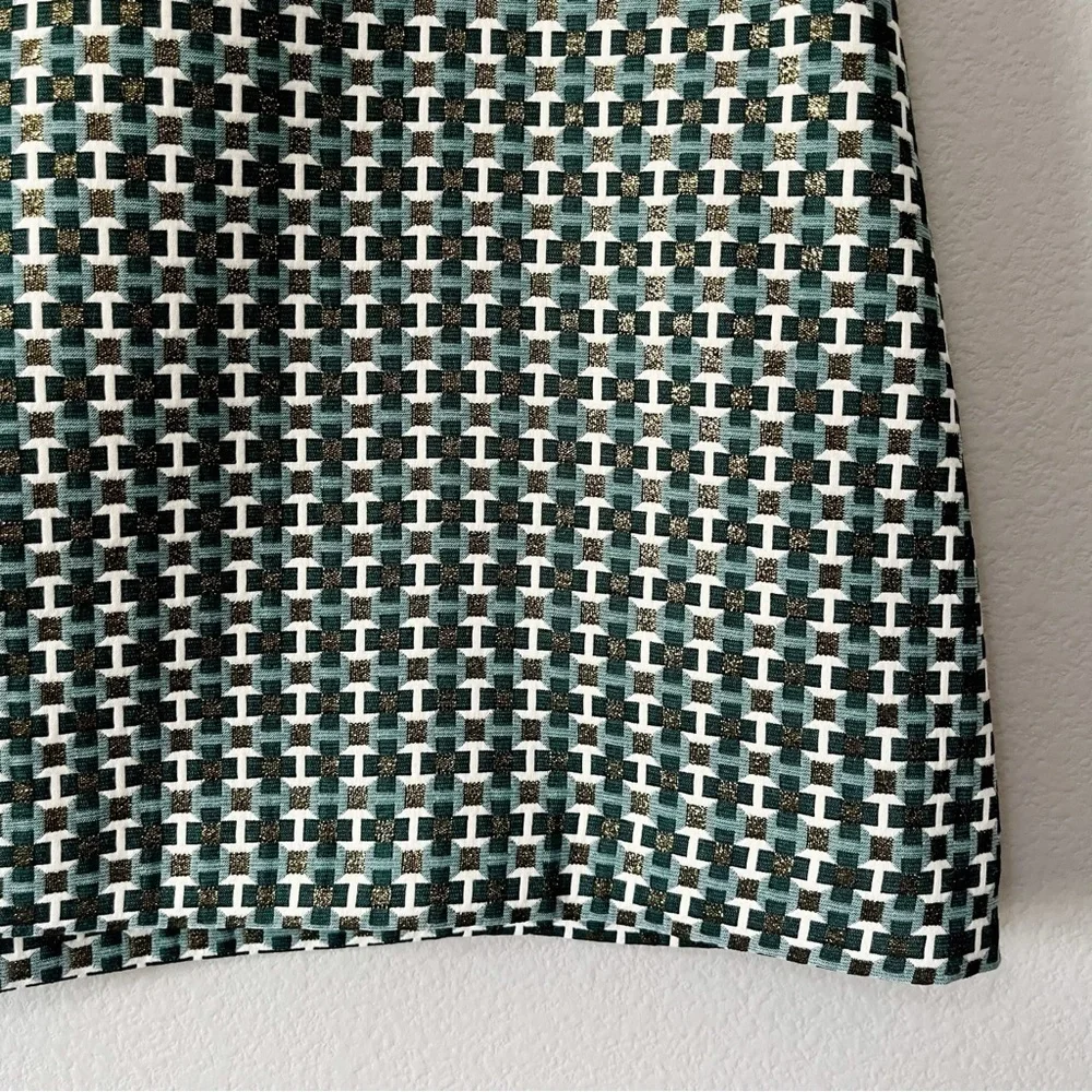 Boden NEW Women's Size US 8 A-Line Jacquard Mini Skirt Geometric Print Green